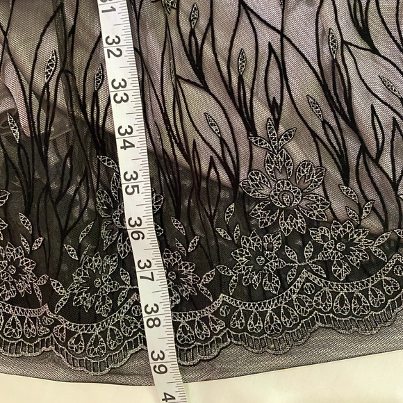 VINTAGE Kathy Roberts Black/Gray Embroidered Floral Tulle Metallic Party Dress 6 - Picture 11 of 11